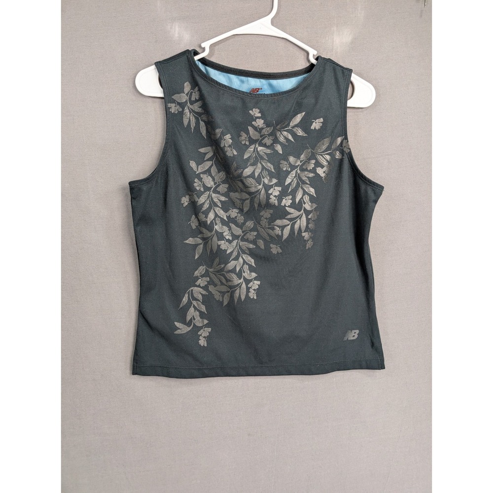 New Balance Women Gray Floral Sleeveless Athletic Tank Top Large